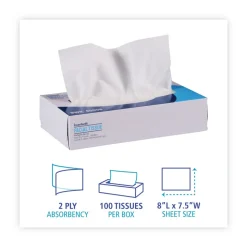 Boardwalk 2-Ply Office Packs Facial Tissue Flat Box - White (30/Carton)