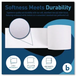 Boardwalk 2-Ply Septic Safe Toilet Tissue - White (96/Carton)