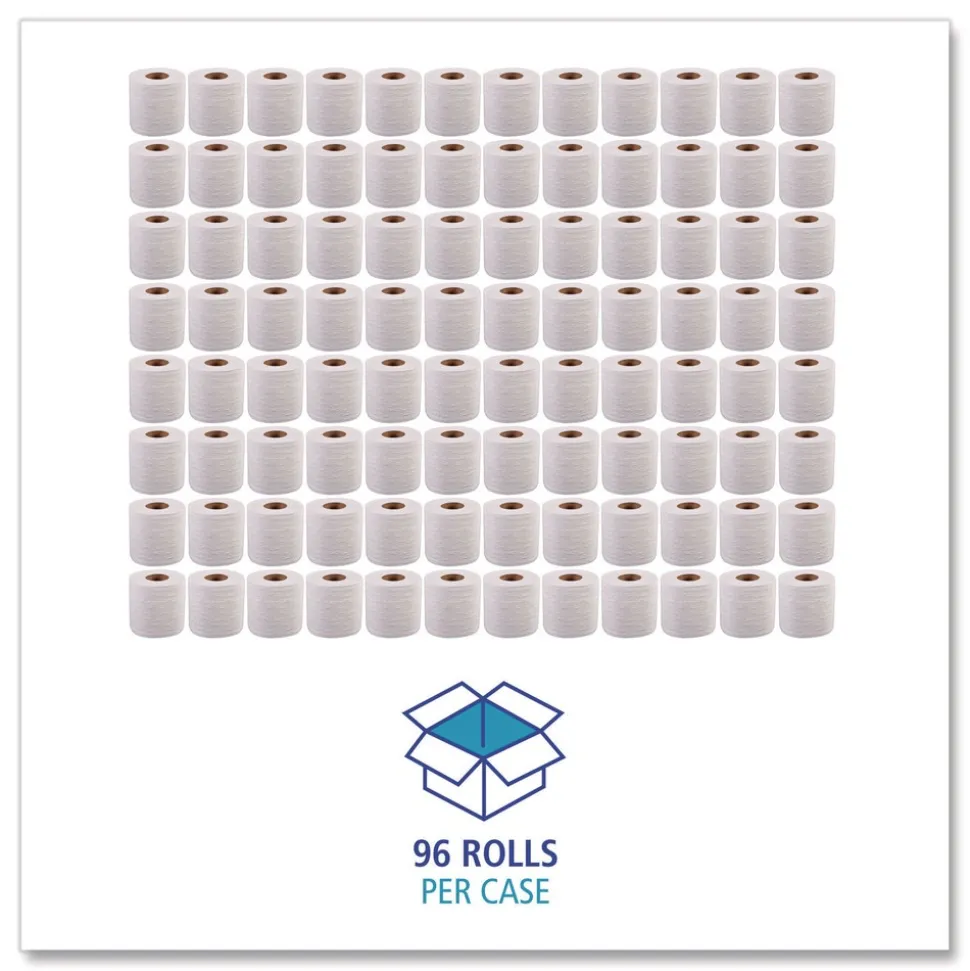 Boardwalk 2-Ply Standard Septic Safe 4 in. x 3 in. Toilet Tissue - White (96/Carton)