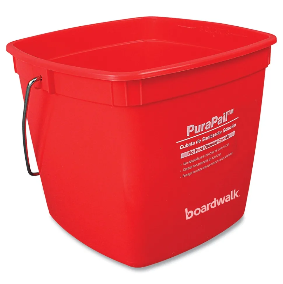 Boardwalk PuraPail 6 qt. Polypropylene Bucket - Red/White