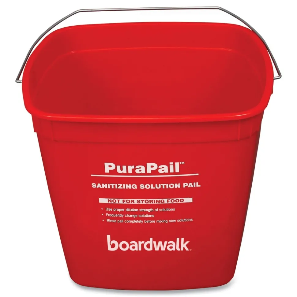 Boardwalk PuraPail 6 qt. Polypropylene Bucket - Red/White