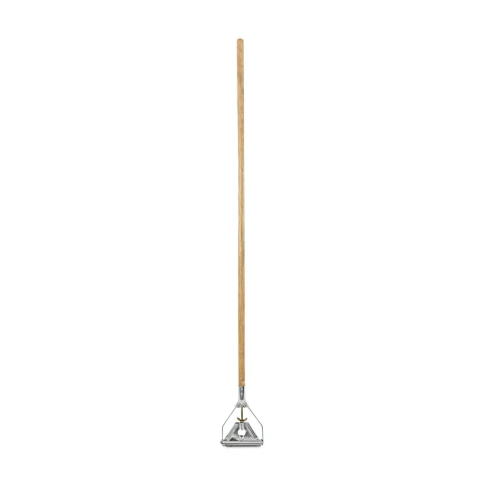 Boardwalk Quick Change 0.88 in. Diameter x 54 in. Metal Head Wooden Mop Handle - Junior, Natural