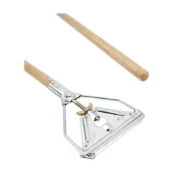 Boardwalk Quick Change 0.88 in. Diameter x 54 in. Metal Head Wooden Mop Handle - Junior, Natural