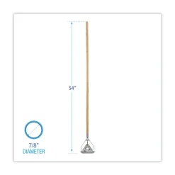 Boardwalk Quick Change 0.88 in. Diameter x 54 in. Metal Head Wooden Mop Handle - Junior, Natural
