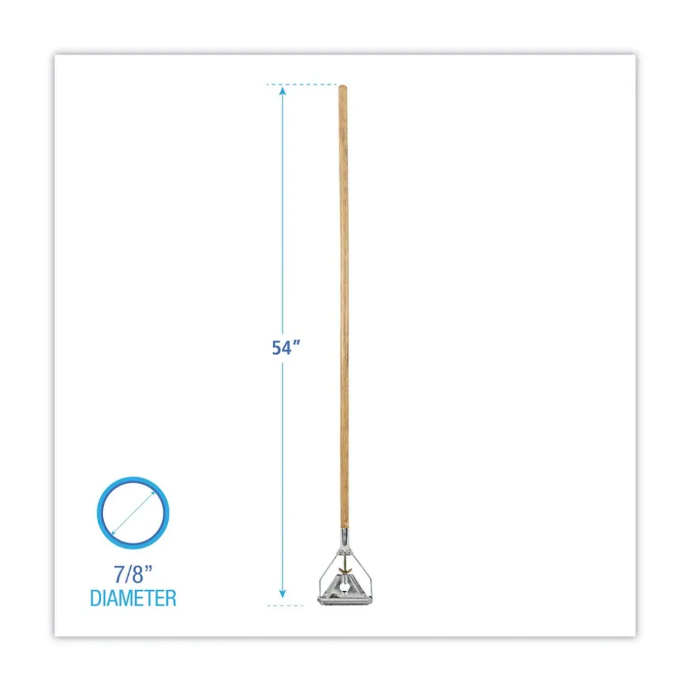Boardwalk Quick Change 0.88 in. Diameter x 54 in. Metal Head Wooden Mop Handle - Junior, Natural