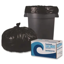 Boardwalk Reprocessed Resin Can Liners, 60 gal, 1.2 mil, 38 x 58, Black, 50 Rolls/Carton