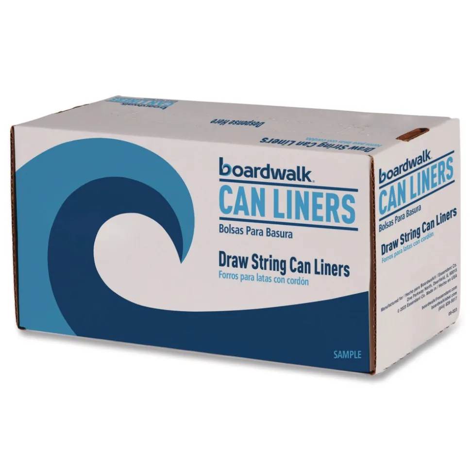 Boardwalk Reprocessed Resin Can Liners, 60 gal, 1.2 mil, 38 x 58, Black, 50 Rolls/Carton