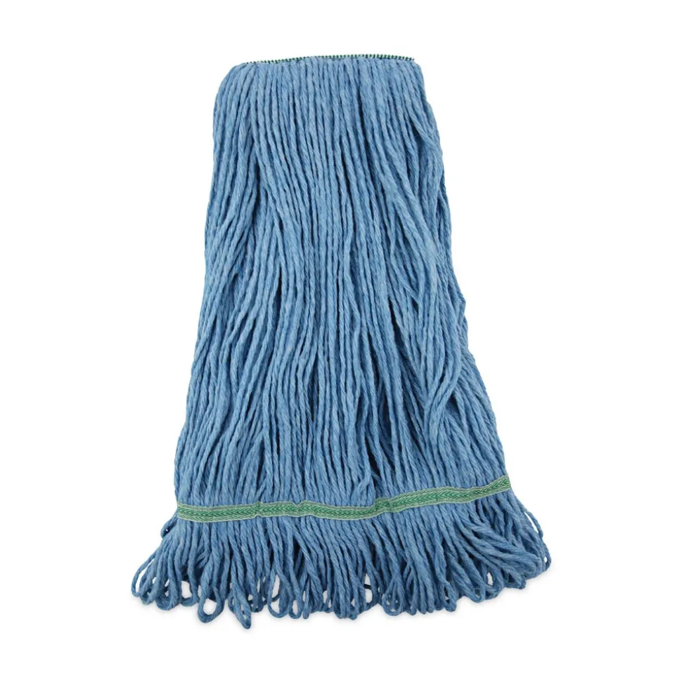 Boardwalk Super Loop Cotton/Synthetic Fiber Wet Mop Head with 1 in. Headband - Blue (12/Carton)