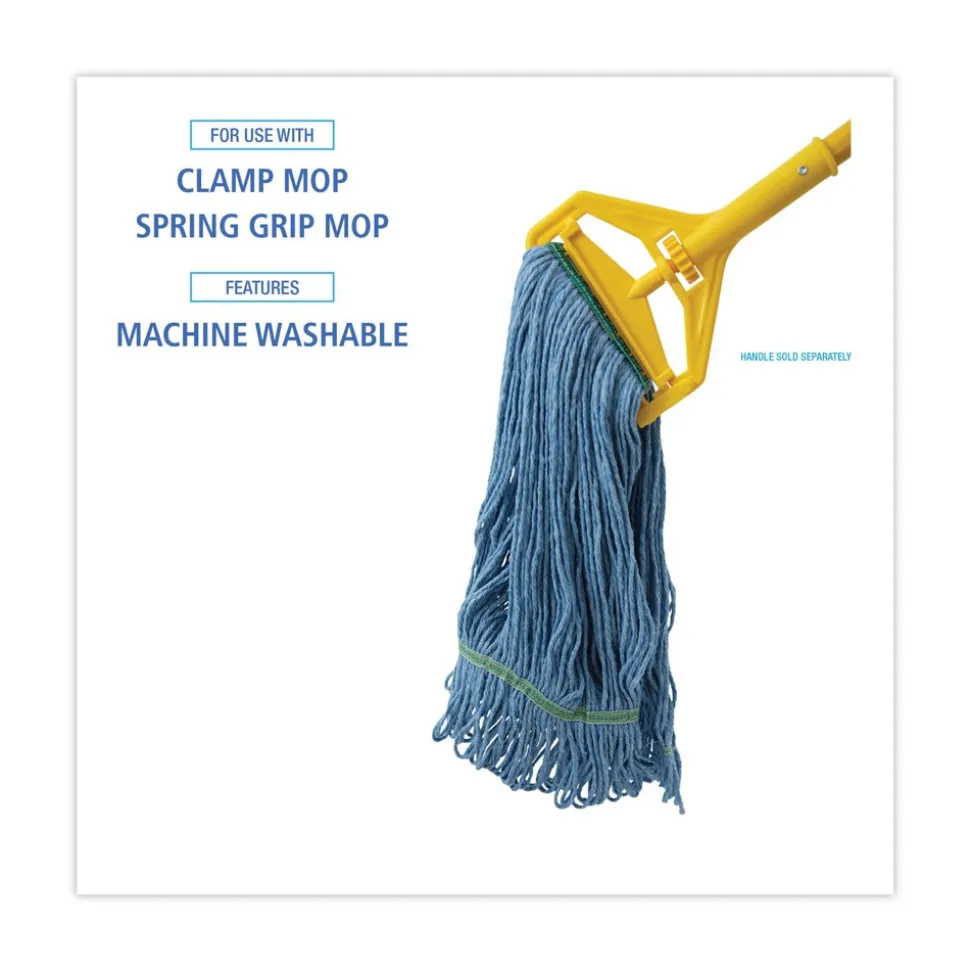 Boardwalk Super Loop Cotton/Synthetic Fiber Wet Mop Head with 1 in. Headband - Blue (12/Carton)