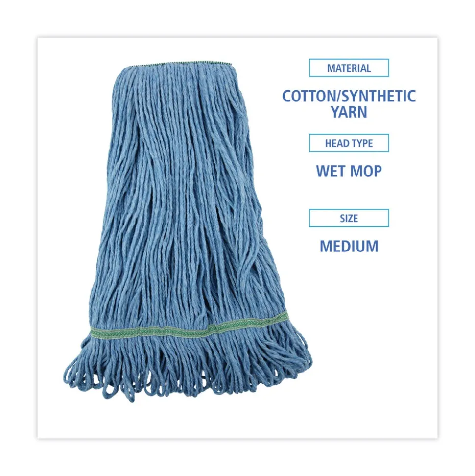 Boardwalk Super Loop Wet Cotton/Synthetic Mop Head - Medium, Blue