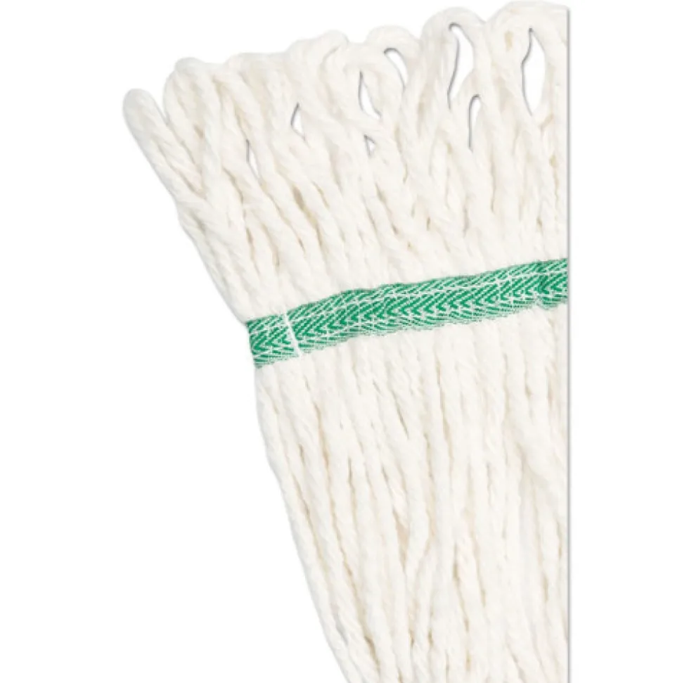 Boardwalk Super Loop Wet Mop Head with Cotton/Synthetic Fiber and 5 in. Headband - Medium, White (12/Carton)