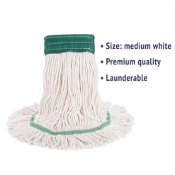 Boardwalk Super Loop Wet Mop Head with Cotton/Synthetic Fiber and 5 in. Headband - Medium, White (12/Carton)