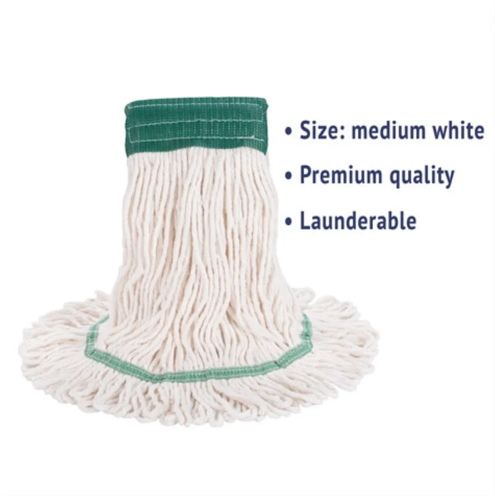 Boardwalk Super Loop Wet Mop Head with Cotton/Synthetic Fiber and 5 in. Headband - Medium, White (12/Carton)