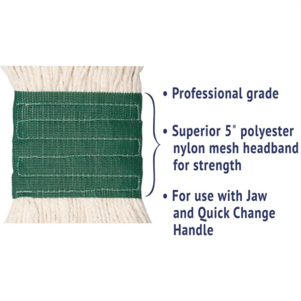 Boardwalk Super Loop Wet Mop Head with Cotton/Synthetic Fiber and 5 in. Headband - Medium, White (12/Carton)