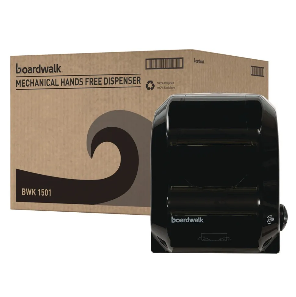 Boardwalk T7470BKBW 13.25 in. x 10.25 in. x 16.25 in. Hands Free Mechanical Towel Dispenser - Black