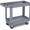Boardwalk UC4018BWK23 17.25 in. x 40 in. x 33.5 in. 2-Shelf Plastic Utility Cart - Gray