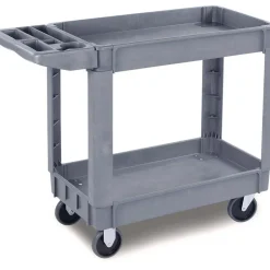 Boardwalk UC4018BWK23 17.25 in. x 40 in. x 33.5 in. 2-Shelf Plastic Utility Cart - Gray