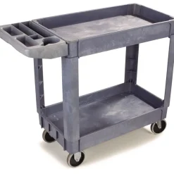 Boardwalk UC4018BWK23 17.25 in. x 40 in. x 33.5 in. 2-Shelf Plastic Utility Cart - Gray