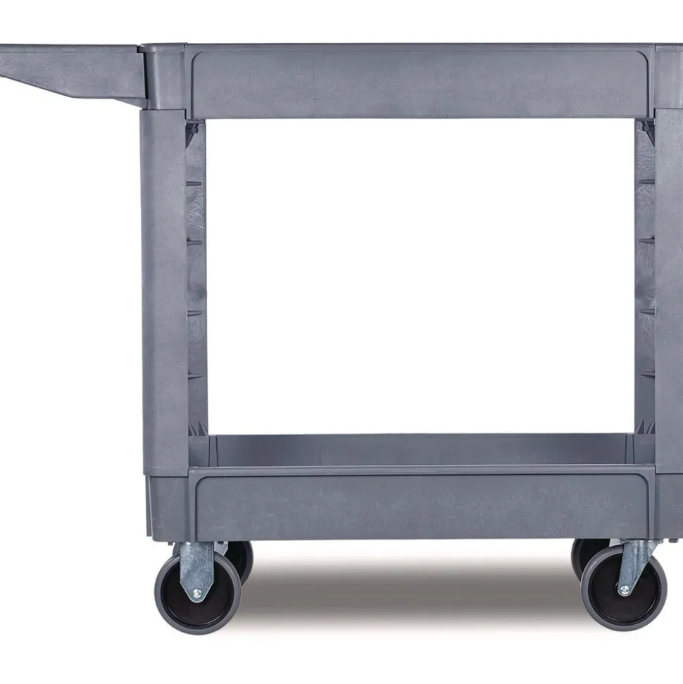 Boardwalk UC4018BWK23 17.25 in. x 40 in. x 33.5 in. 2-Shelf Plastic Utility Cart - Gray