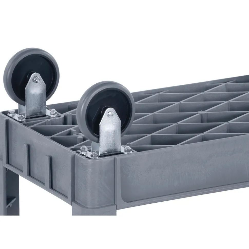 Boardwalk UC4018BWK23 17.25 in. x 40 in. x 33.5 in. 2-Shelf Plastic Utility Cart - Gray