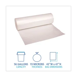 Boardwalk V8647ENKR01 43 in. x 47 in. 56 gal. 19 Microns High-Density Can Liners - Natural (150/Carton)