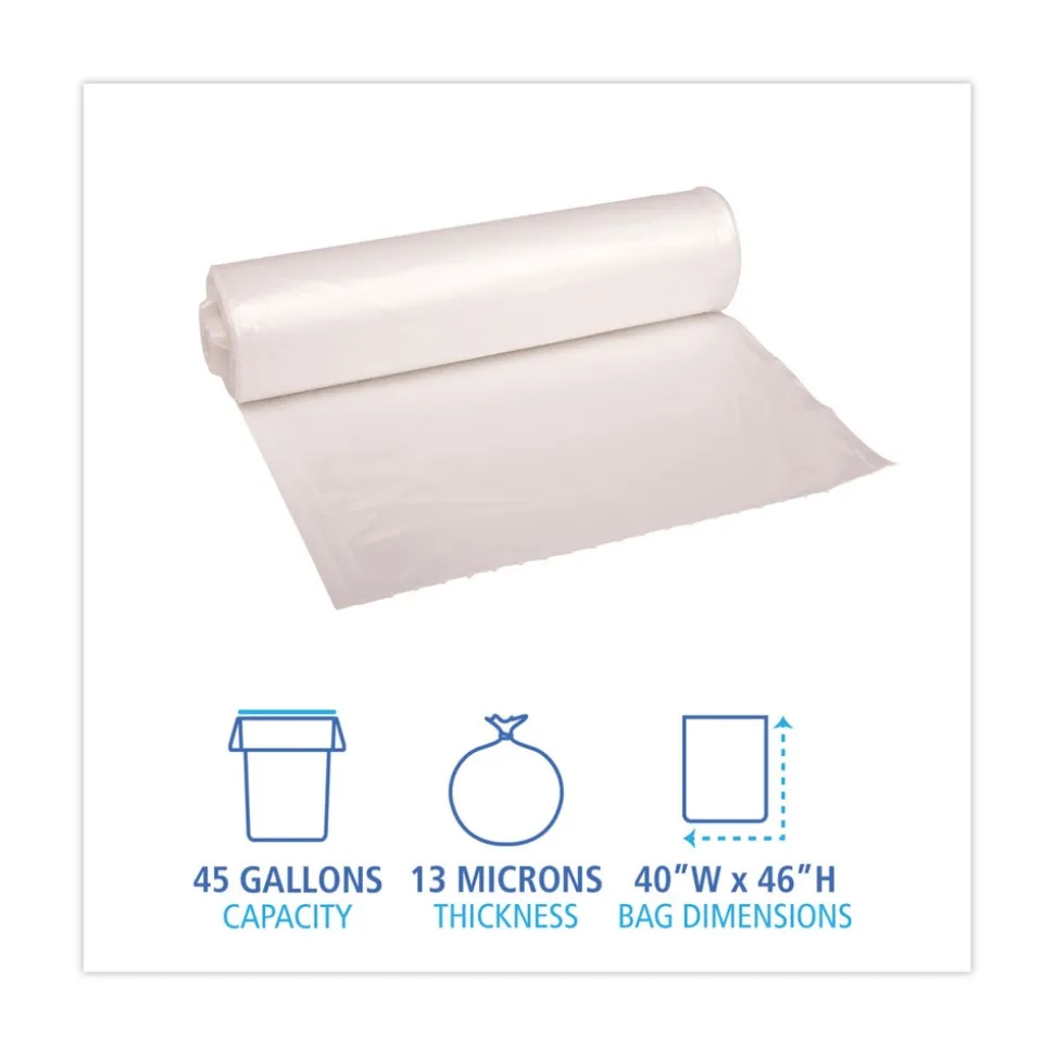 Boardwalk V8046HNKR02 40 in. x 46 in. 45 gal. 13 mic High-Density Can Liners - Natural (250/Carton)