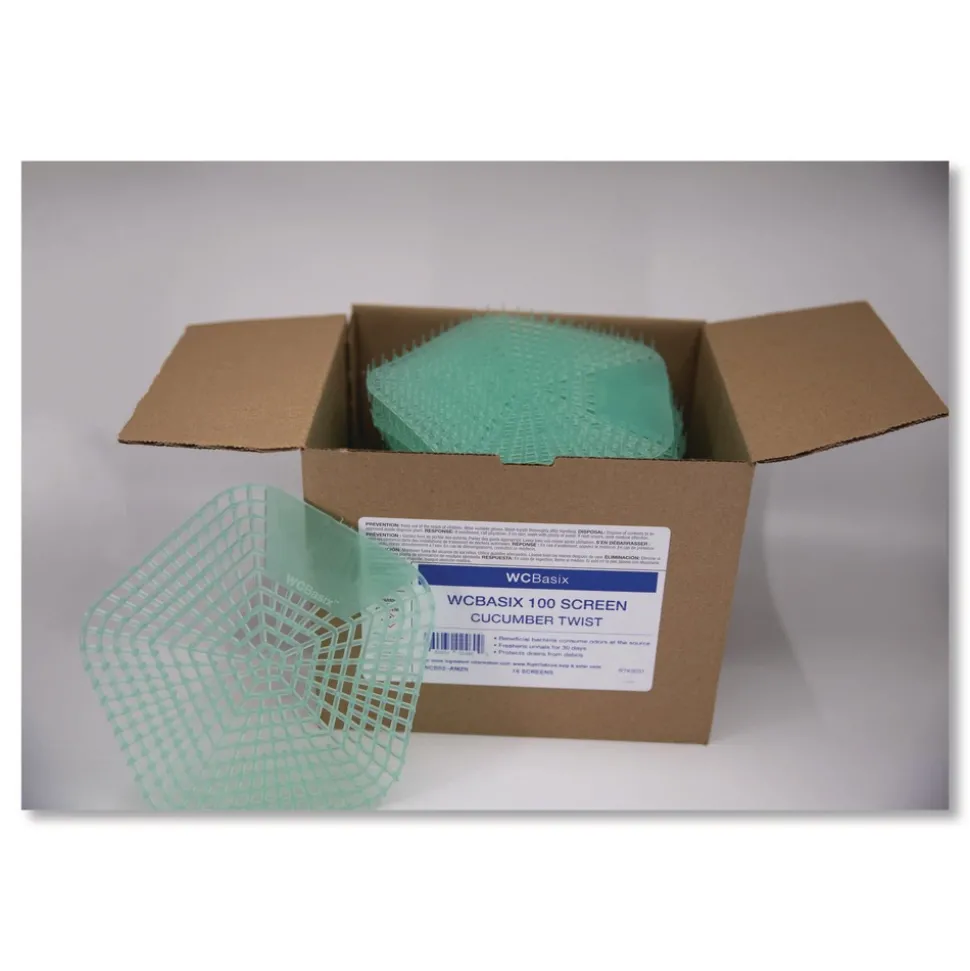 Boardwalk WCBX-P-010I010I-02-AAS80- 0.11 oz WCBasix Urinal Screen - Cucumber Twist Scent, Green (10/Box)