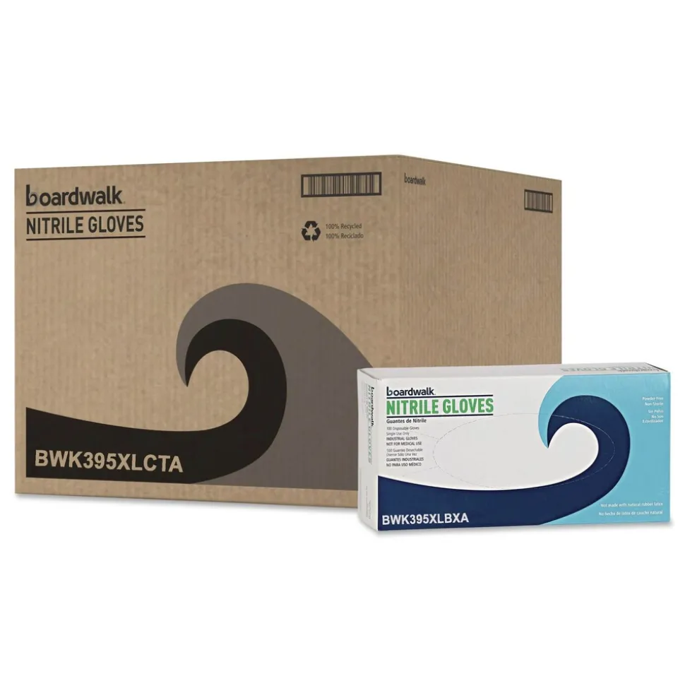 Boardwalk 395XLCTA 5 mil Disposable General-Purpose Powder-Free Nitrile Gloves - X-Large, Blue (1000/Carton)