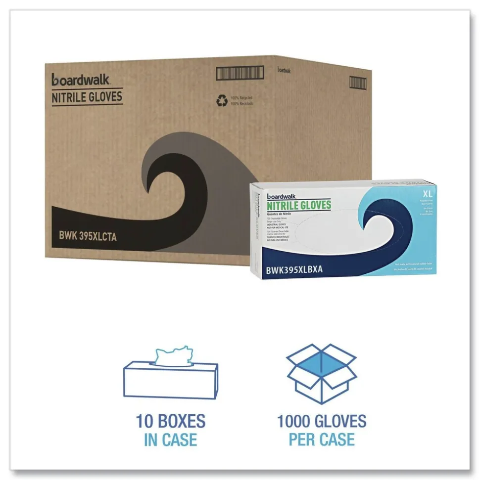 Boardwalk 395XLCTA 5 mil Disposable General-Purpose Powder-Free Nitrile Gloves - X-Large, Blue (1000/Carton)