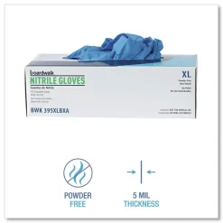 Boardwalk 395XLCTA 5 mil Disposable General-Purpose Powder-Free Nitrile Gloves - X-Large, Blue (1000/Carton)