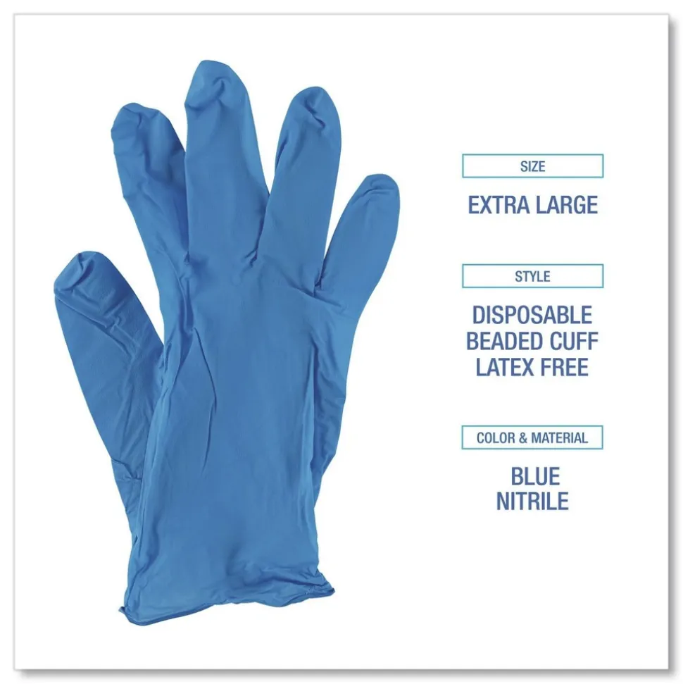 Boardwalk 395XLCTA 5 mil Disposable General-Purpose Powder-Free Nitrile Gloves - X-Large, Blue (1000/Carton)