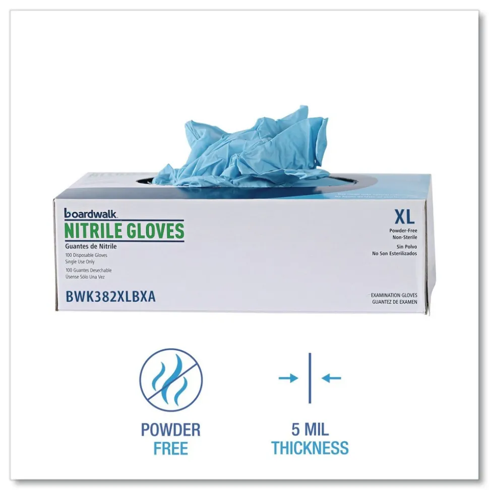 Boardwalk 382XLCTA 5 mil. Disposable Examination Nitrile Gloves - X-Large, Blue (1000/Carton)