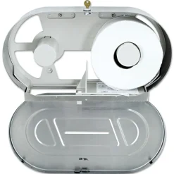 Bobrick 20.81 in. x 5.31 in. x 11.38 in. Jumbo Toilet Tissue 2 Roll Dispenser - Satin-Finish Stainless Steel