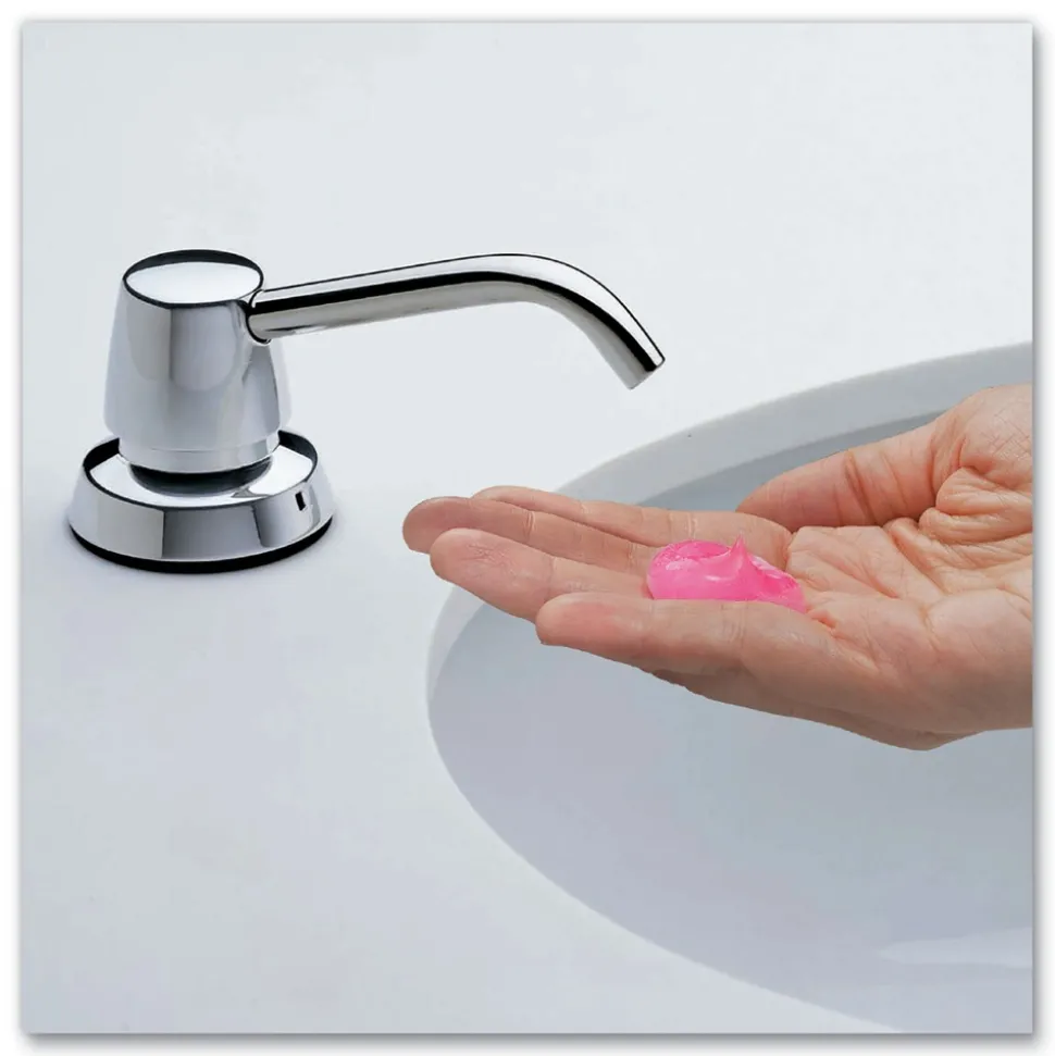 Bobrick Contura 3.31 in. x 4 in. x 17.63 in. 34 oz. Lavatory-Mounted Soap Dispenser - Chrome/Stainless Steel