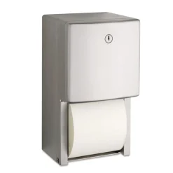 Bobrick ConturaSeries 6.08 in. x 5.94 in. x 11 in. Two-Roll Tissue Dispenser - Stainless Steel