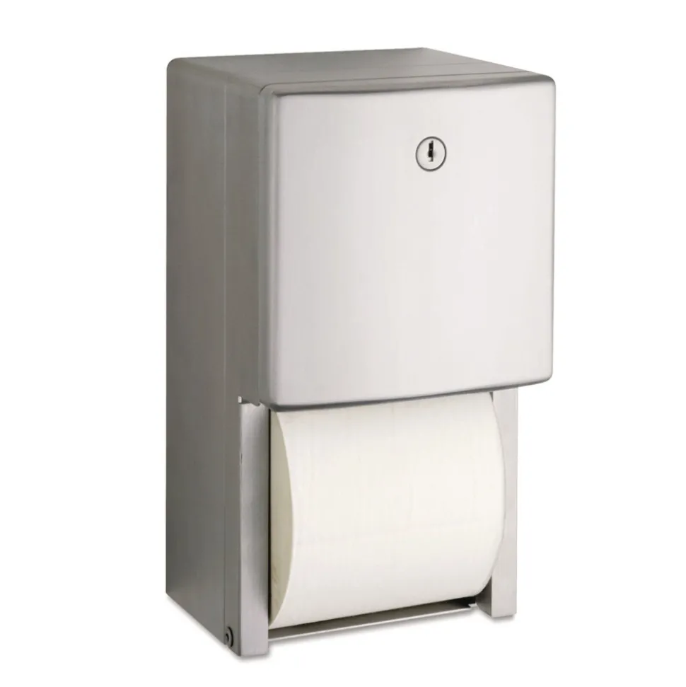 Bobrick ConturaSeries 6.08 in. x 5.94 in. x 11 in. Two-Roll Tissue Dispenser - Stainless Steel
