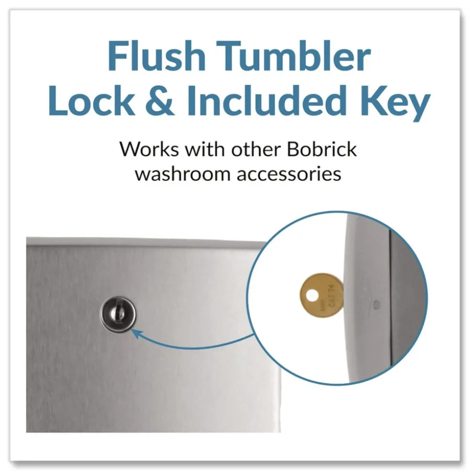 Bobrick ConturaSeries 6.08 in. x 5.94 in. x 11 in. Two-Roll Tissue Dispenser - Stainless Steel