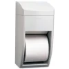 Bobrick Matrix Series 6.25 in. x 6.88 in. x 13.5 in. Two-Roll Tissue Dispenser - Gray