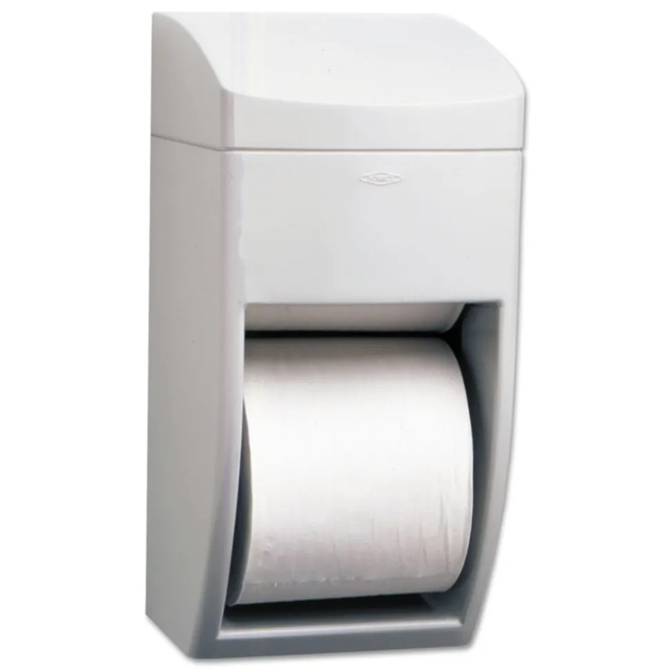 Bobrick Matrix Series 6.25 in. x 6.88 in. x 13.5 in. Two-Roll Tissue Dispenser - Gray