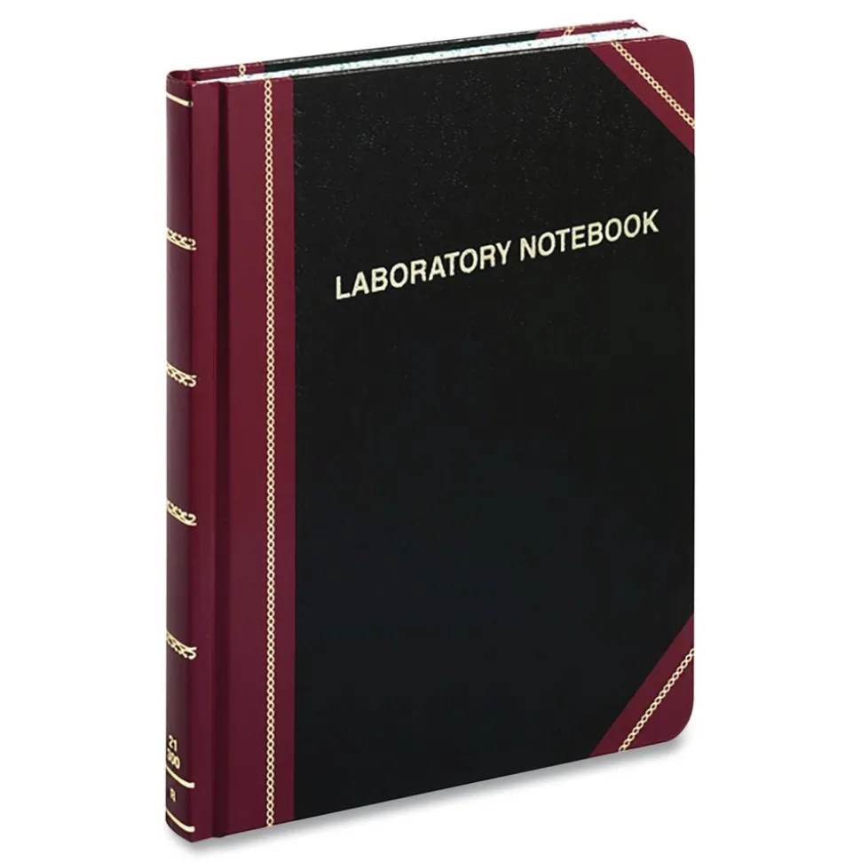 Boorum & Pease 10.38 x 8.13 Data/Lab-Record Format Laboratory Notebook - Black/Red Cover
