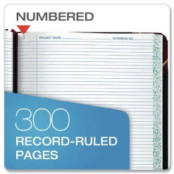 Boorum & Pease 10.38 x 8.13 Data/Lab-Record Format Laboratory Notebook - Black/Red Cover