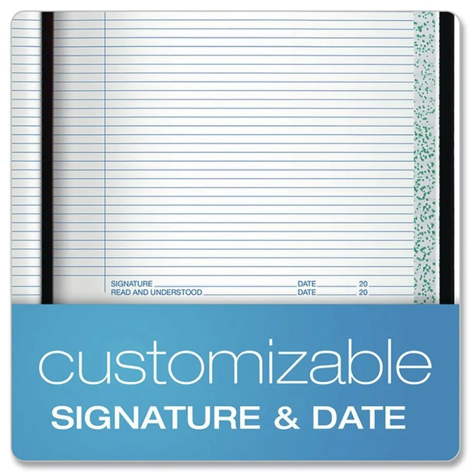 Boorum & Pease 10.38 x 8.13 Data/Lab-Record Format Laboratory Notebook - Black/Red Cover