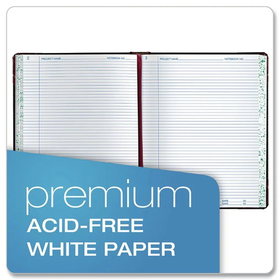 Boorum & Pease 10.38 x 8.13 Data/Lab-Record Format Laboratory Notebook - Black/Red Cover