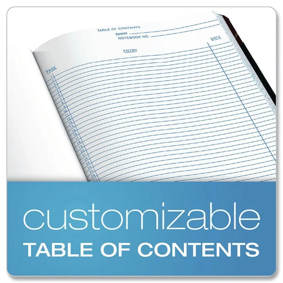 Boorum & Pease 10.38 x 8.13 Data/Lab-Record Format Laboratory Notebook - Black/Red Cover