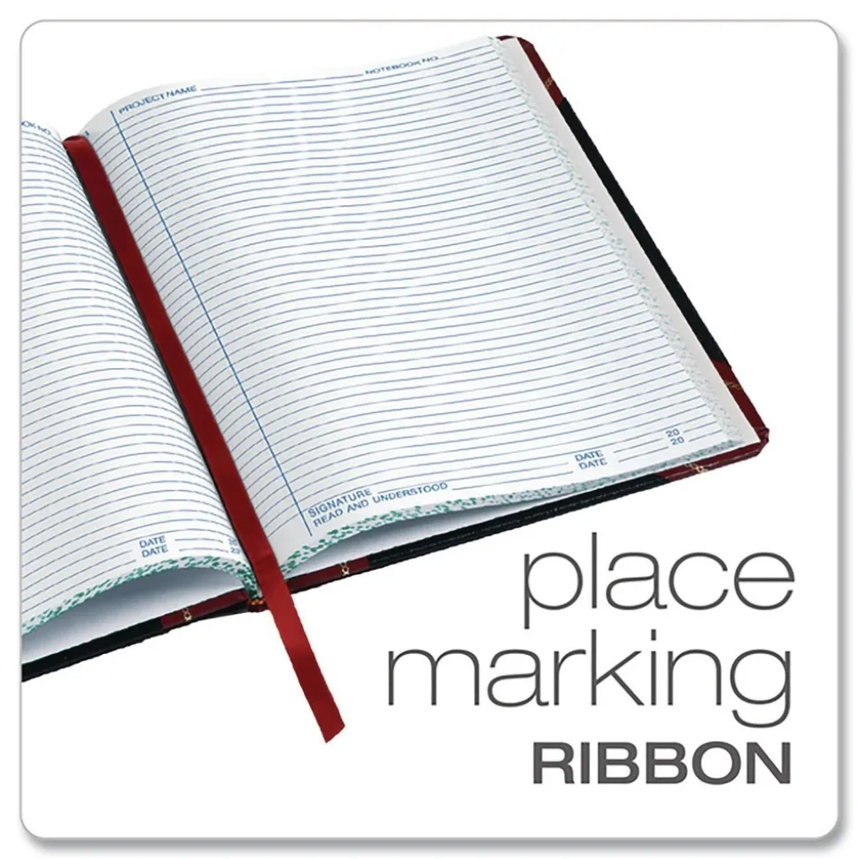 Boorum & Pease 10.38 x 8.13 Data/Lab-Record Format Laboratory Notebook - Black/Red Cover