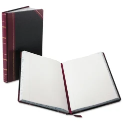 Boorum & Pease 13.75 x 8.38 Sheets Custom Rule Record and Account Book - Black/Red/Gold Cover