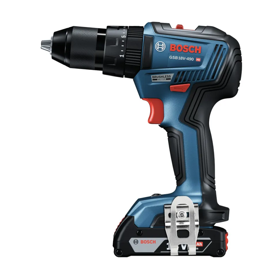 Bosch 18V EC Brushless Lithium-Ion 1/2 in. Cordless Hammer Drill Driver Kit (2 Ah)