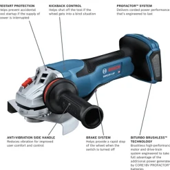 Bosch 18V PROFACTOR Brushless Lithium-Ion 5 in. - 6 in. Cordless Angle Grinder with Paddle Switch (Tool Only)
