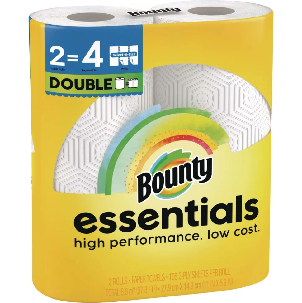 Bounty Essentials Select-A-Size 2-Ply Kitchen Roll Paper Towels - White (8/Carton)