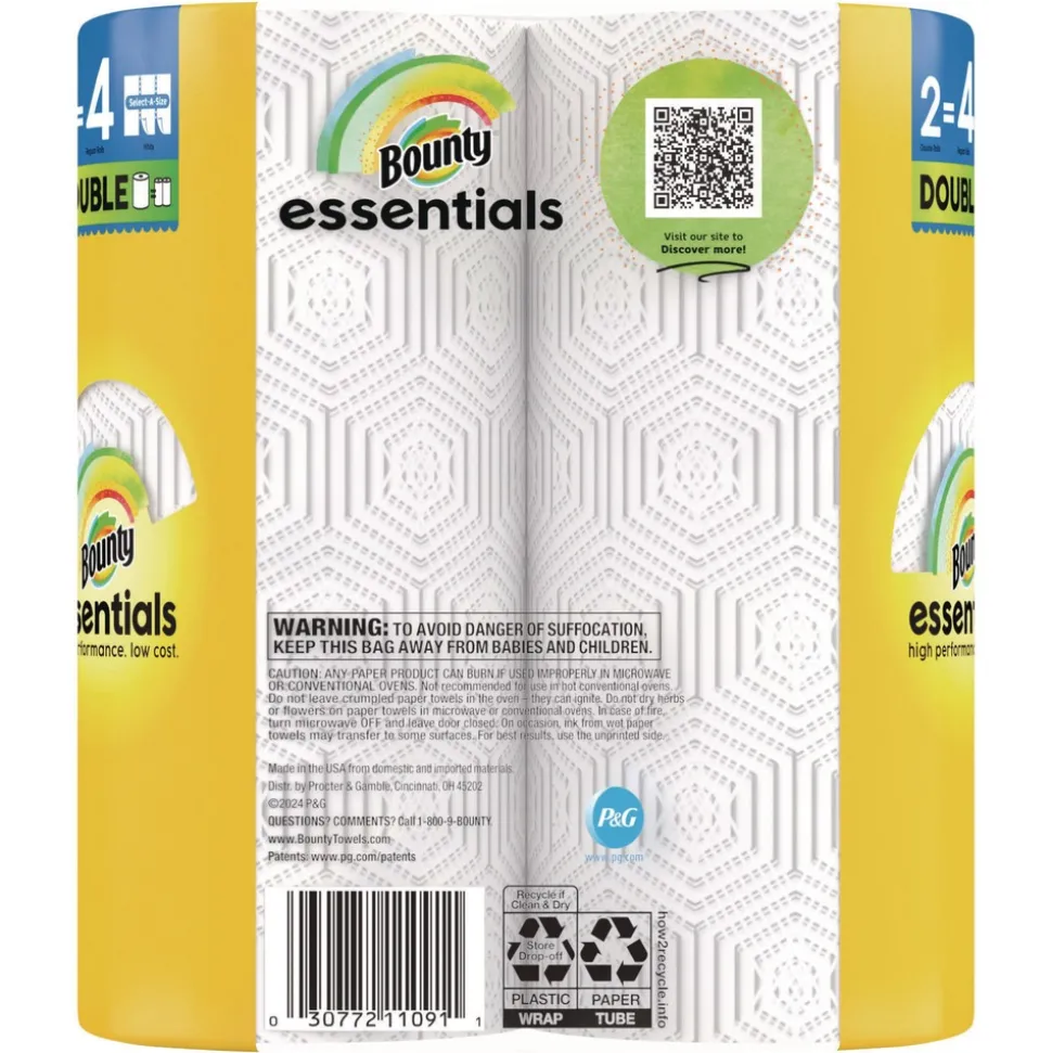 Bounty Essentials Select-A-Size 2-Ply Kitchen Roll Paper Towels - White (8/Carton)